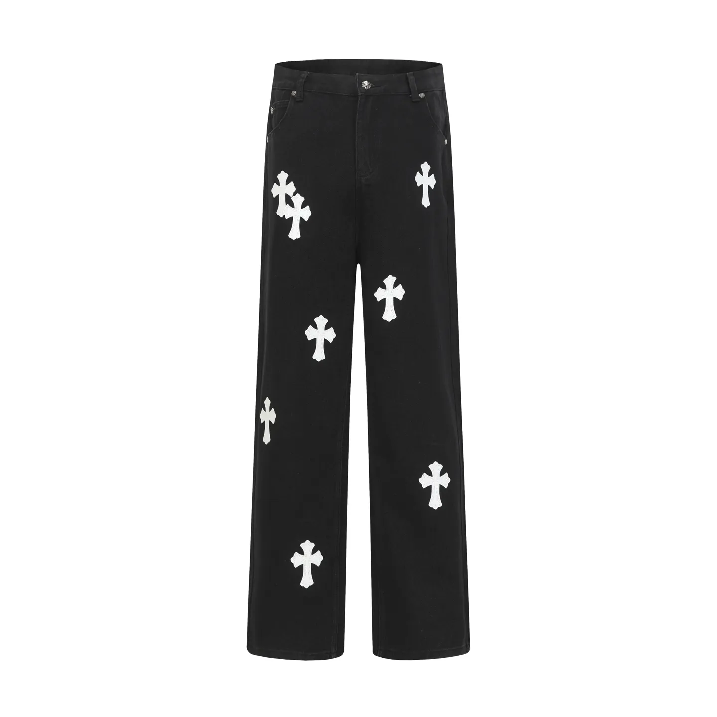 P260 Cross-border model, please do not place an order if you are pursuing quality - Chrome Hearts/Chrome Hearts Cross ✝️Pink embroidered washed jeans, trousers and casual pants - High weight, high density and high quality. The wool is soft, delicate and skin-friendly. It feels soft and silky. It has excellent warmth and skin-friendly properties - Custom-woven and dyed, no color difference. No matter the fabric or workmanship details, it beats the ordinary version on the market - Hardware zipper accessories are all customized, full of details -Colour: washed black -Size: 28 30 32 34 36